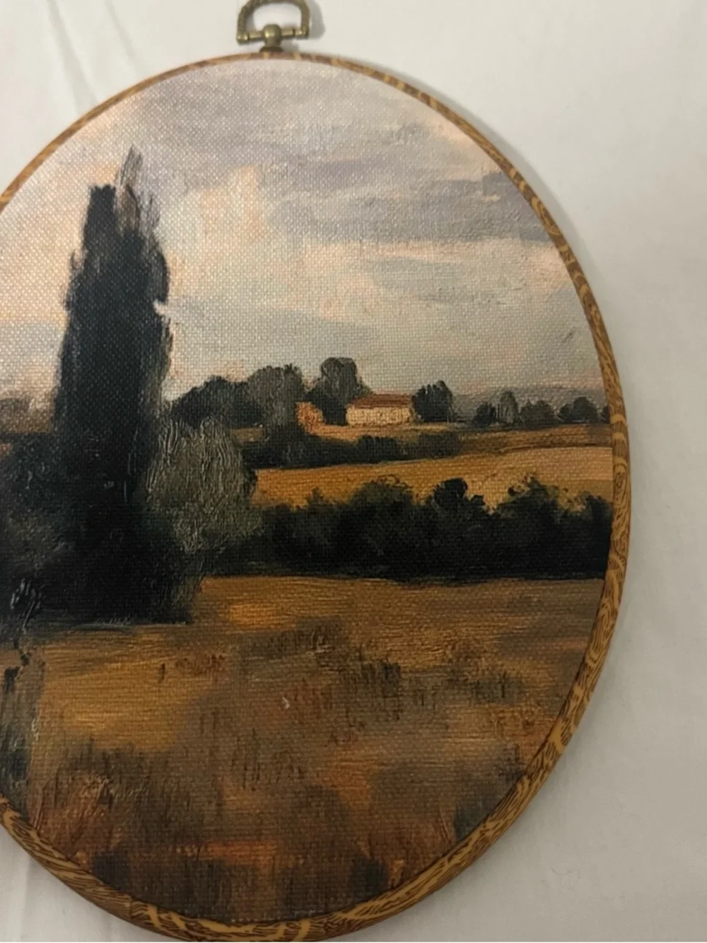 Paintings of (2) Pastoral Country Landscape Scenery Wall Art Decor Cows Oval EUC